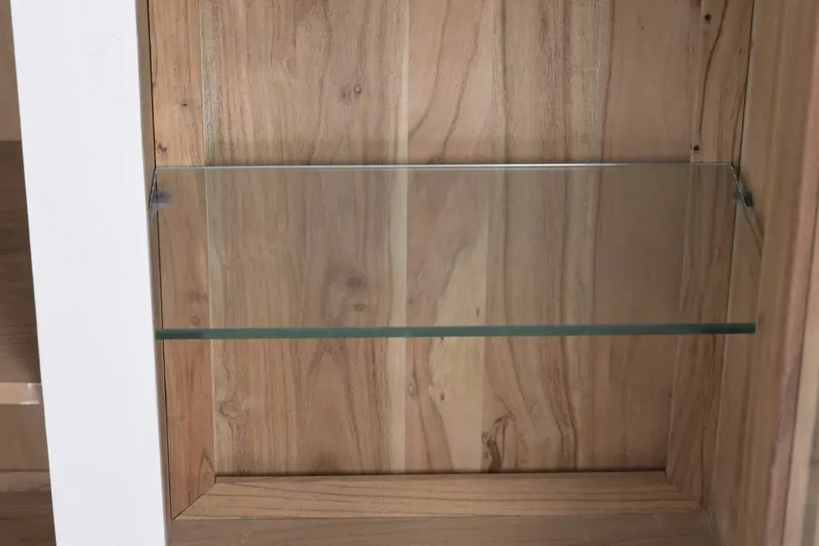 Vitrina de Salón en Madera de Acacia y Cristal MB-227295