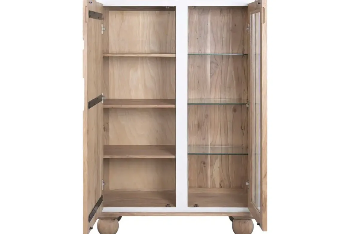 Vitrina de Salón en Madera de Acacia y Cristal MB-227295