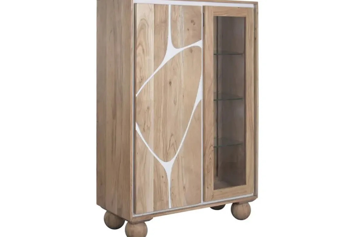 Vitrina de Salón en Madera de Acacia y Cristal MB-227295
