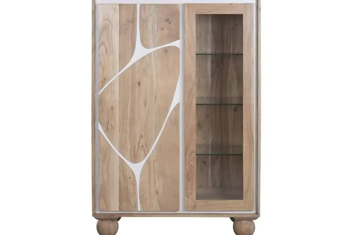 Vitrina de Salón en Madera de Acacia y Cristal MB-227295