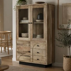 Vitrina de Salón en Madera de Mango con Cristal MB-205538