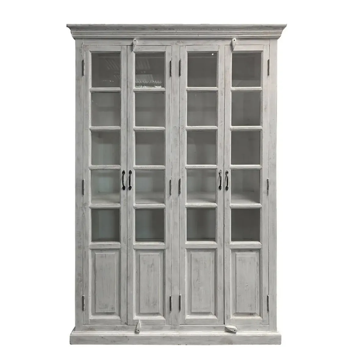 Vitrina de Salón en Madera de Mango Decapé Blanco MB-223574