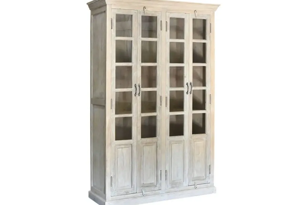 Vitrina de Salón en Madera de Mango Decapé Blanco MB-223574