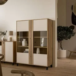 Vitrina de Salón en Roble y Sand con 2 Puertas KILLARNEY KQLV622-M802