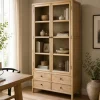 Vitrina en Madera de Olmo con Puertas de Cristal MB-228430