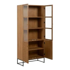 Vitrina Natural de DM y Madera de Fresno con Puertas 198 cm 612156