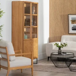 Vitrina Natural de DM y Madera de Fresno con Puertas 198 cm 612156