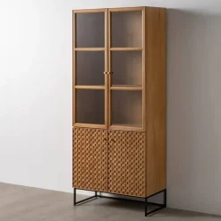 Vitrina Natural de DM y Madera de Fresno con Puertas 198 cm 612156