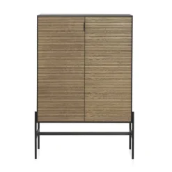 Vitrina negra chapada en fresno con 2 puertas de madera natural GABAR 10974