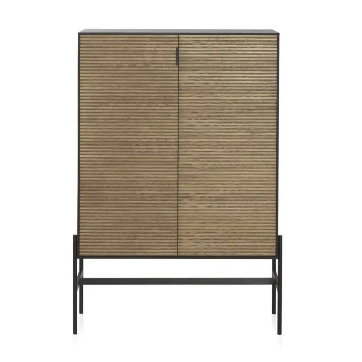 Vitrina negra chapada en fresno con 2 puertas de madera natural GABAR 10974
