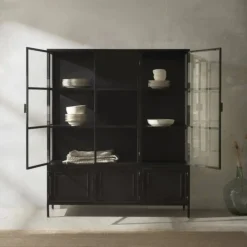 Vitrina negra de metal y cristal GABAR 10866