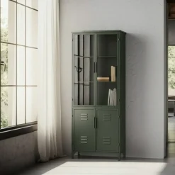 Vitrina Verde Menta de Metal-Cristal 611363