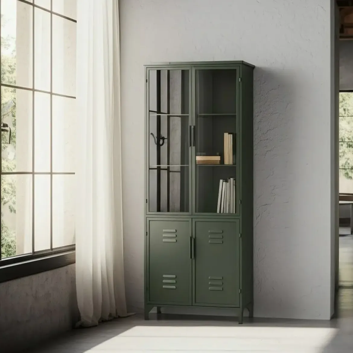 Vitrina Verde Menta de Metal-Cristal 611363
