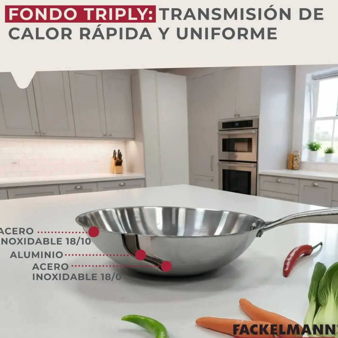 Wok de Cocina Inox Profesional 28 cm VITA3 66273