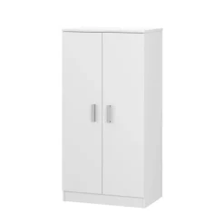 Zapatero-armario de melamina de 2 puertas con 6 baldas color blanco 007813O