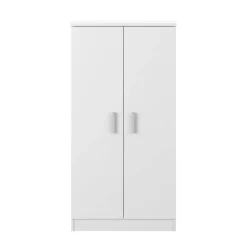 Zapatero-armario de melamina de 2 puertas con 6 baldas color blanco 007813O