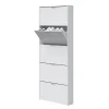 Zapatero blanco brillante de 5 puertas con capacidad para 15 pares de zapatos 007815BO
