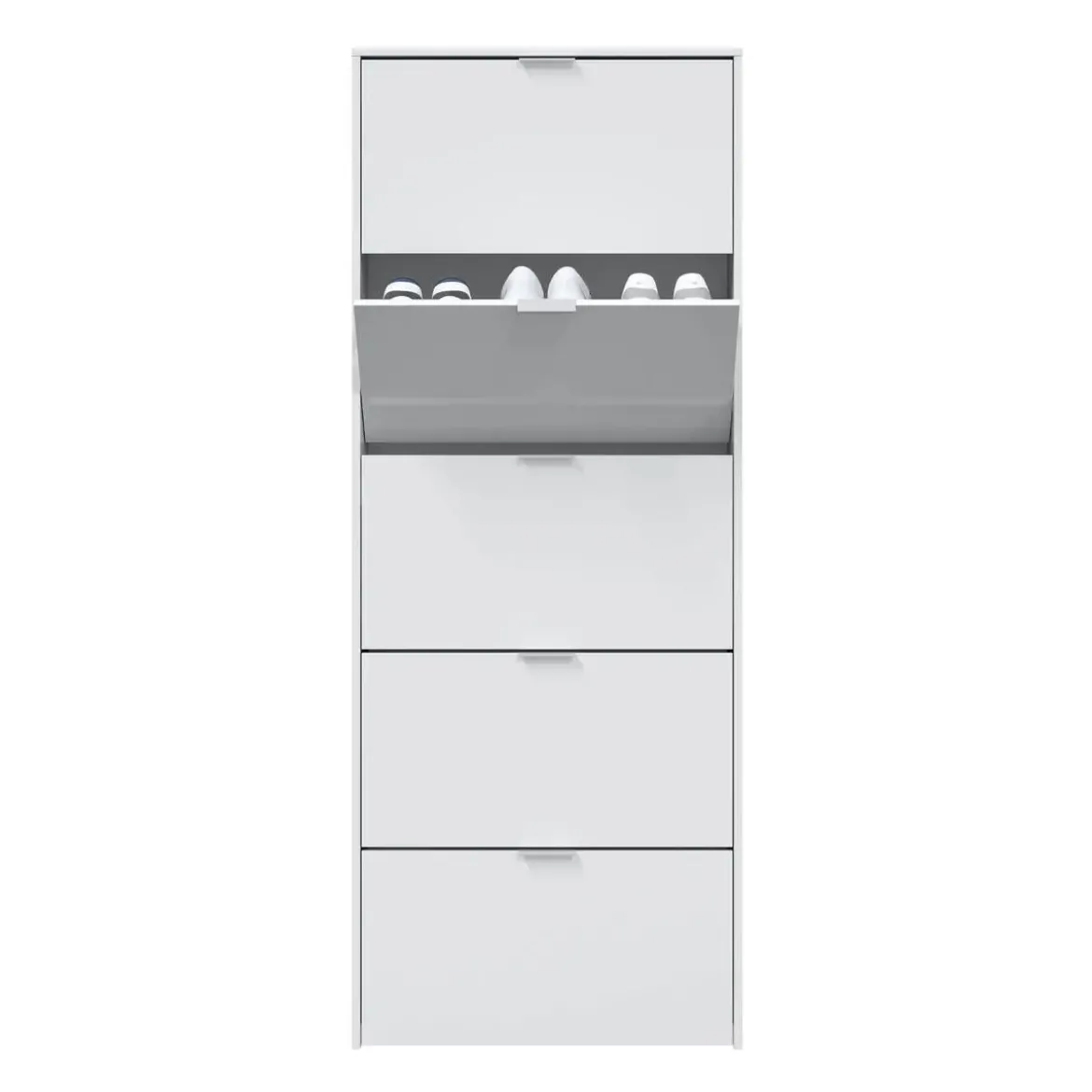 Zapatero blanco brillante de 5 puertas con capacidad para 15 pares de zapatos 007815BO
