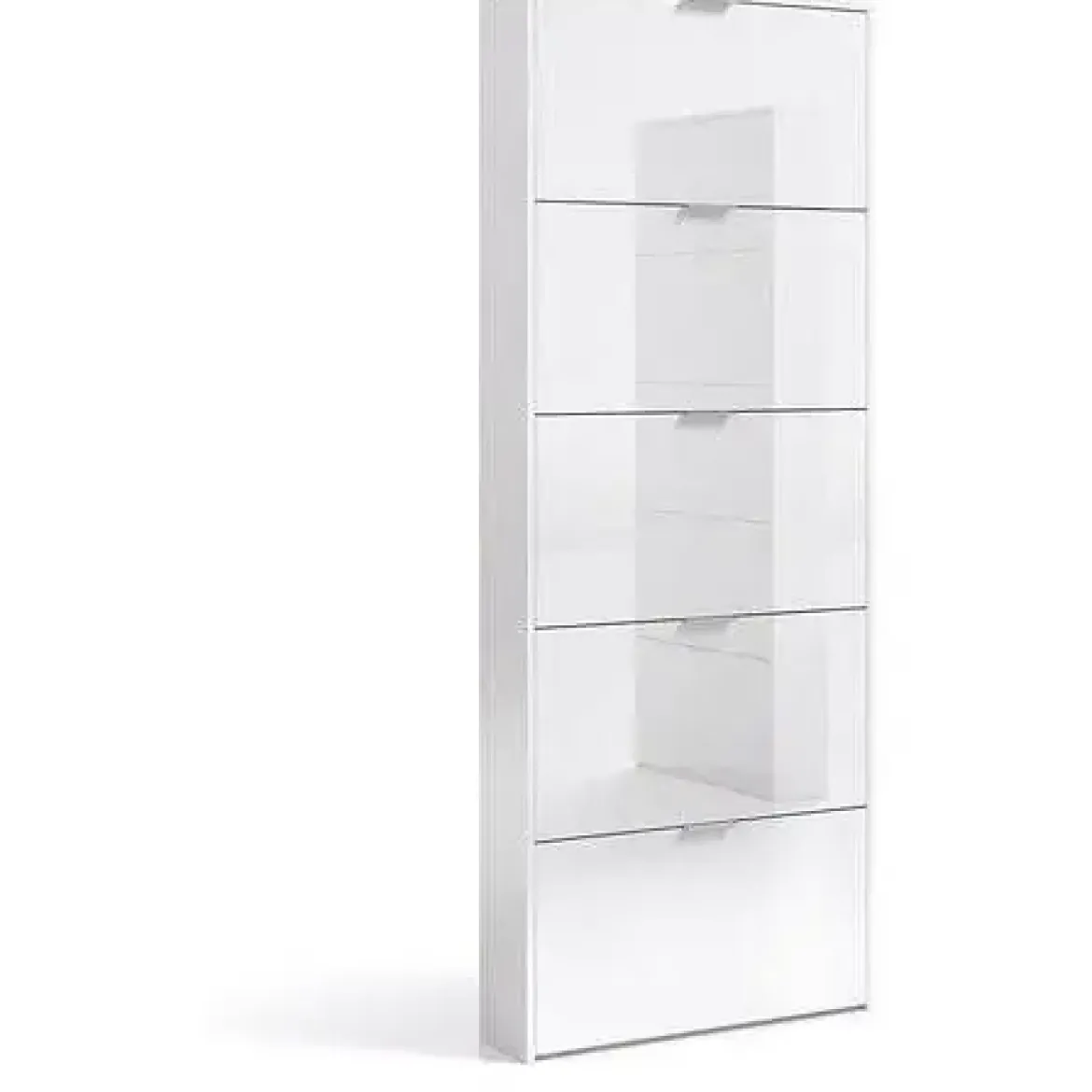 Zapatero blanco brillante de 5 puertas con capacidad para 15 pares de zapatos 007815BO