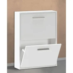 Zapatero de Dos Puertas Abatibles de color Blanco AURA