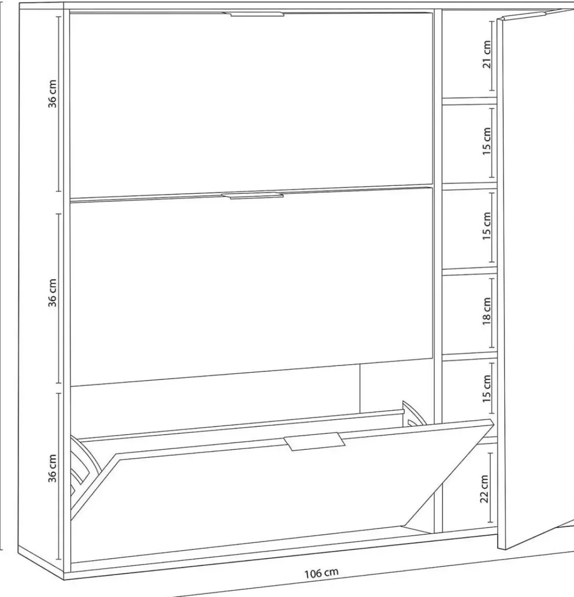 Zapatero de 3 Puertas Abatibles con Armario CLASS 017818F