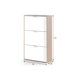 Zapatero de 3 Puertas Abatibles Roble/Blanco Brillo LC0877R