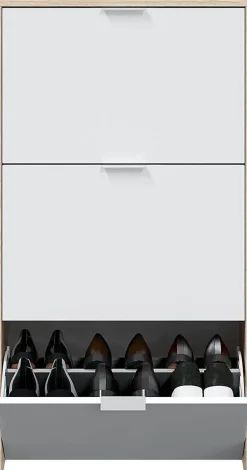 Zapatero de 3 Puertas Abatibles Roble/Blanco Brillo LC0877R
