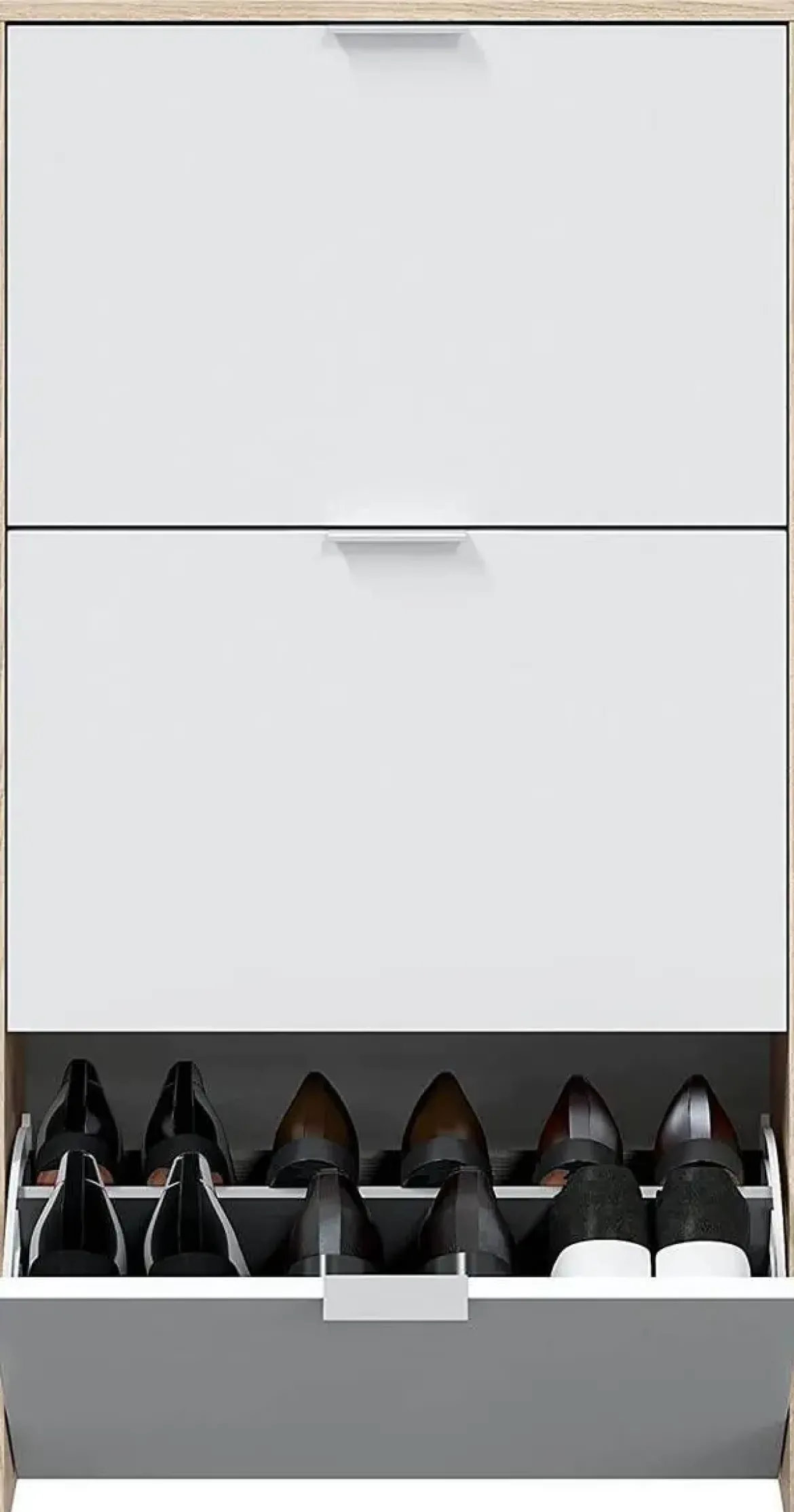 Zapatero de 3 Puertas Abatibles Roble/Blanco Brillo LC0877R